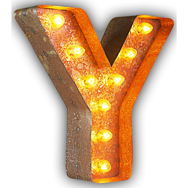 Vintage Marquee Lights 12" Letter Y Decorative Light Rust VML-Y12