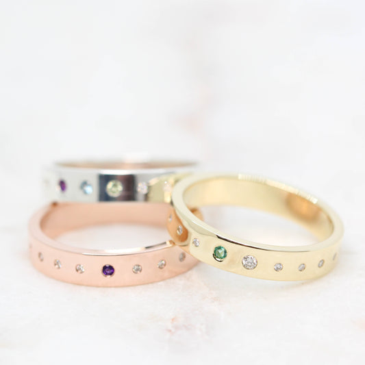 CAELEN(J) Birthstone Band - Your Choice of 14k Gold and Birthstone Type - Midwinter Co. Alternative Bridal Rings and Modern Fine Jewelry