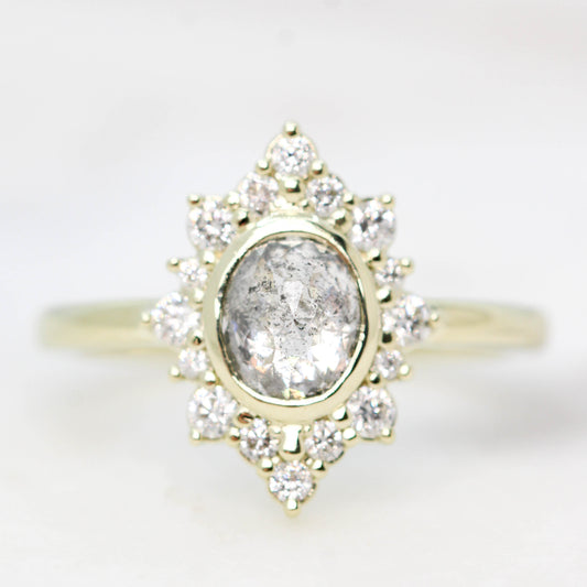 Estrella Ring with a 1.06 Carat Gray Celestial Oval Diamond and White Accent Diamonds in 14k Green Gold - Ready to Size and Ship - Midwinter Co. Alternative Bridal Rings and Modern Fine Jewelry