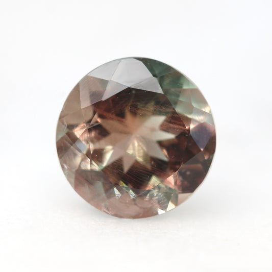 1.55 Carat Bicolor Orange and Green Round Sunstone for Custom Work - Inventory Code RNDSUN155 - Midwinter Co. Alternative Bridal Rings and Modern Fine Jewelry