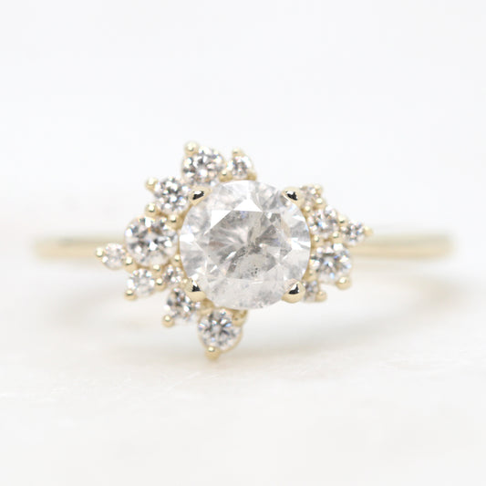 Orion Ring with a 1.00 Carat Round White Celestial Diamond and White Accent Diamonds in 14k Yellow Gold - Ready to Size and Ship - Midwinter Co. Alternative Bridal Rings and Modern Fine Jewelry