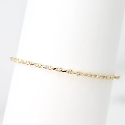 Wispy Rose Cut Modern Bar Link Diamond Stacking Bracelet in 14k Yellow Gold - Midwinter Co. Alternative Bridal Rings and Modern Fine Jewelry