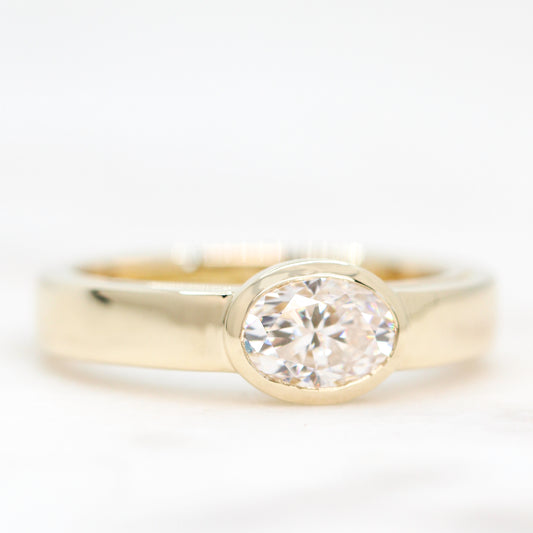 *NEED TO PHOTO BRUSHED* Mabel Ring with a 0.84 Carat Oval Moissanite - Made to Order, Choose Your Gold Tone - Midwinter Co. Alternative Bridal Rings and Modern Fine Jewelry