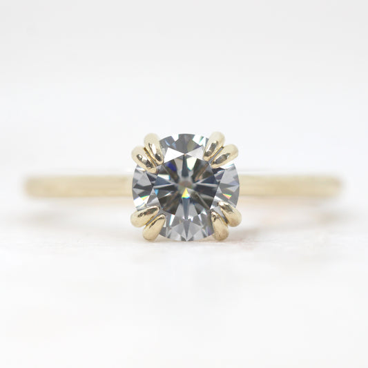 Nesta Ring with a 1.00 Carat Round Gray Moissanite - Made to Order, Choose Your Gold Tone - Midwinter Co. Alternative Bridal Rings and Modern Fine Jewelry