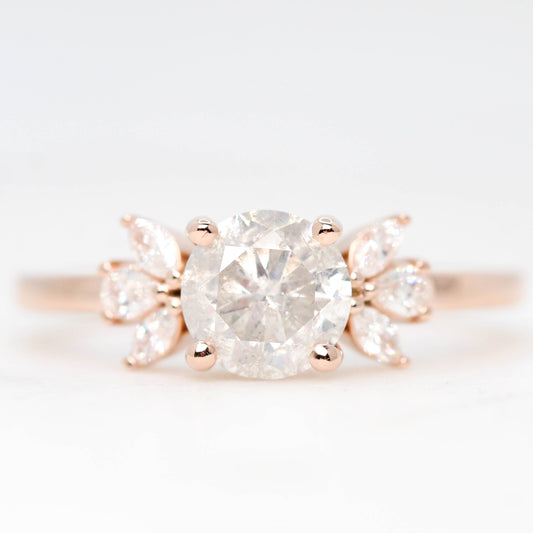 Kendra Ring with a 1.17 Carat Round Bright Gray Salt and Pepper Diamond with White Diamond Accents in 14k Rose Gold - Ready to Size and Ship - Midwinter Co. Alternative Bridal Rings and Modern Fine Jewelry