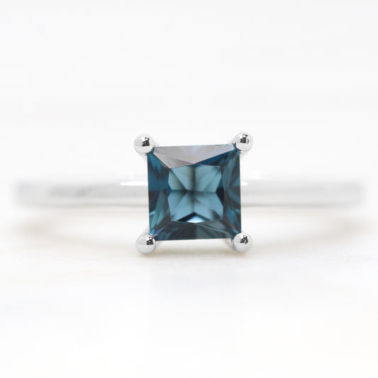 London Blue Topaz .83 carat 5mm Princess Square Cut Ring - Your choice of metal - Custom - Midwinter Co. Alternative Bridal Rings and Modern Fine Jewelry