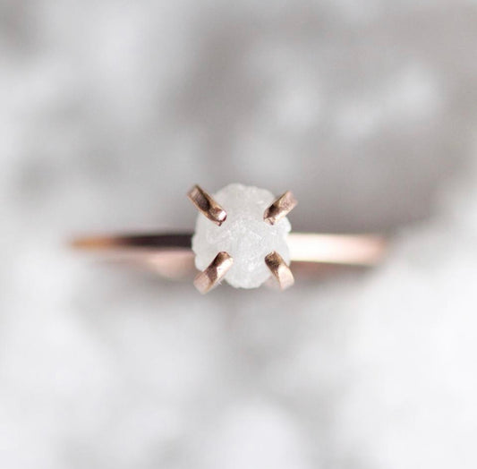 Rough Diamond Solitaire Ring - Gold / Sterling - Ethically Sourced - Midwinter Co. Alternative Bridal Rings and Modern Fine Jewelry