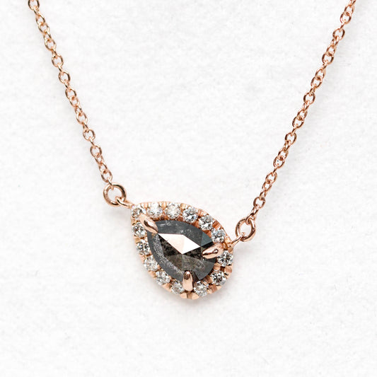 14k Rose Gold Pendant Necklace with a 0.73 Carat Pear Celestial Diamond - Midwinter Co. Alternative Bridal Rings and Modern Fine Jewelry