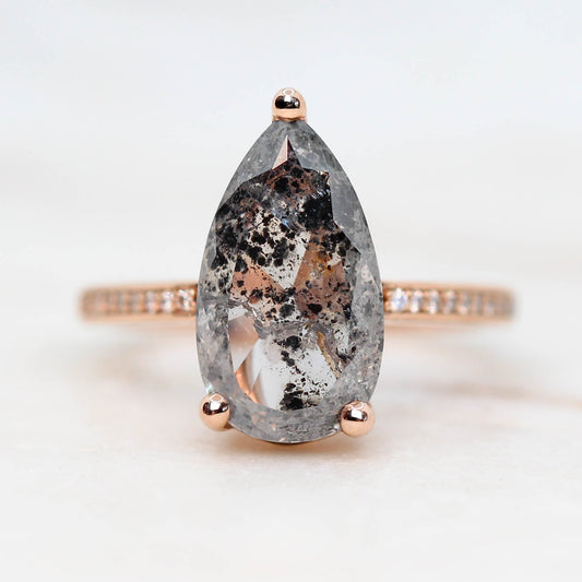 Imani Ring with a 4.07 Carat Celestial Pear Diamond and Accent Diamonds in 14K Rose Gold - Ready to size and ship - Midwinter Co. Alternative Bridal Rings and Modern Fine Jewelry