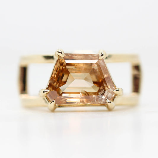 Marilyn Ring with a 3.70 Carat Champagne Trapezoid Diamond in 14k Yellow Gold - Ready to Size and Ship - Midwinter Co. Alternative Bridal Rings and Modern Fine Jewelry