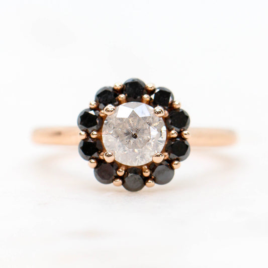 Magnolia Ring with a .70 ct Misty Celestial Diamond and Black Diamond Accents in 14k Rose Gold - Ready to Size and Ship - Midwinter Co. Alternative Bridal Rings and Modern Fine Jewelry