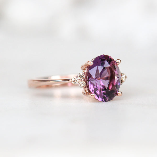 Imogene Ring with 2.31 Carat Amethyst and White Accent Diamonds in 14k Rose Gold - Ready to Size and Ship