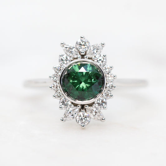 Juliette Ring with a 0.83 Carat Green Celestial Diamond and White Accent Diamonds in 14k White Gold - Ready to Size and Ship - Midwinter Co. Alternative Bridal Rings and Modern Fine Jewelry