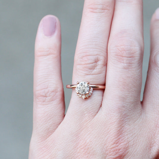 Lonnie Ring with a 1.01 Carat Round Celestial Diamond in 10k Rose Gold - Ready to Size and Ship - Midwinter Co. Alternative Bridal Rings and Modern Fine Jewelry