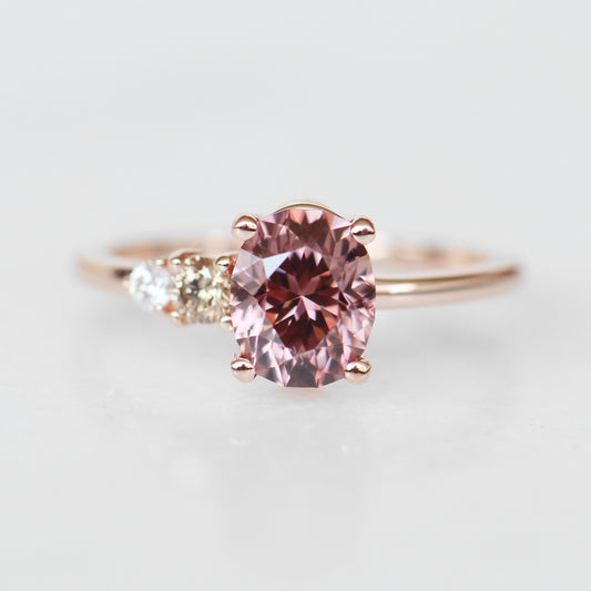 Jesse Ring with 2.04 ct Zircon and Diamonds in 10k rose gold - ready to size and ship - Midwinter Co. Alternative Bridal Rings and Modern Fine Jewelry