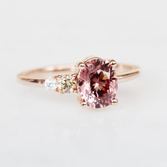 Jesse Ring with 2.04 ct Zircon and Diamonds in 10k rose gold - ready to size and ship - Midwinter Co. Alternative Bridal Rings and Modern Fine Jewelry