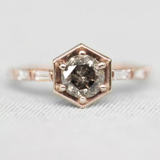 Lennen Ring with a Champagne Celestial and Diamond Accents in 10k Rose Gold - Ready to Size and Ship - Midwinter Co. Alternative Bridal Rings and Modern Fine Jewelry