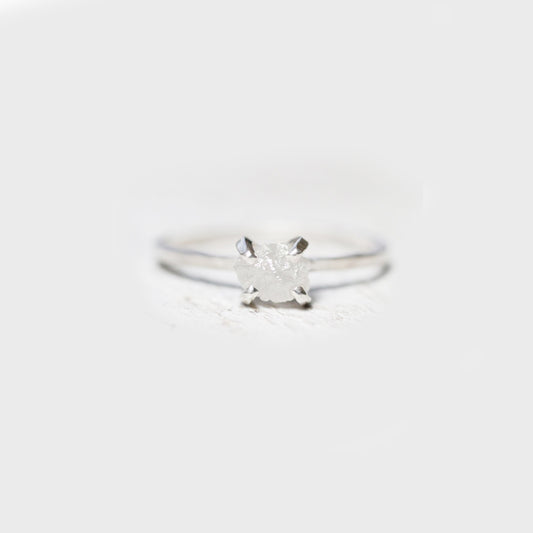 Rough Diamond Solitaire Ring - Gold / Sterling - Ethically Sourced - Midwinter Co. Alternative Bridal Rings and Modern Fine Jewelry