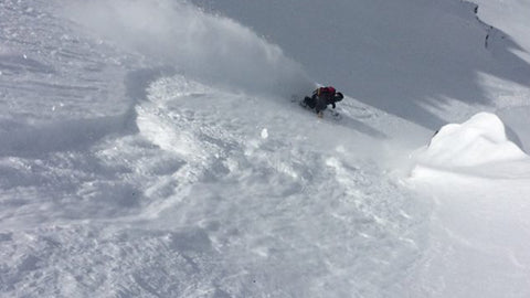 Anne Fred slashing in the backcountry
