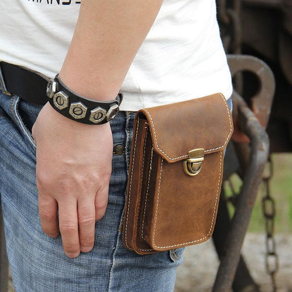 mens leather waist pack