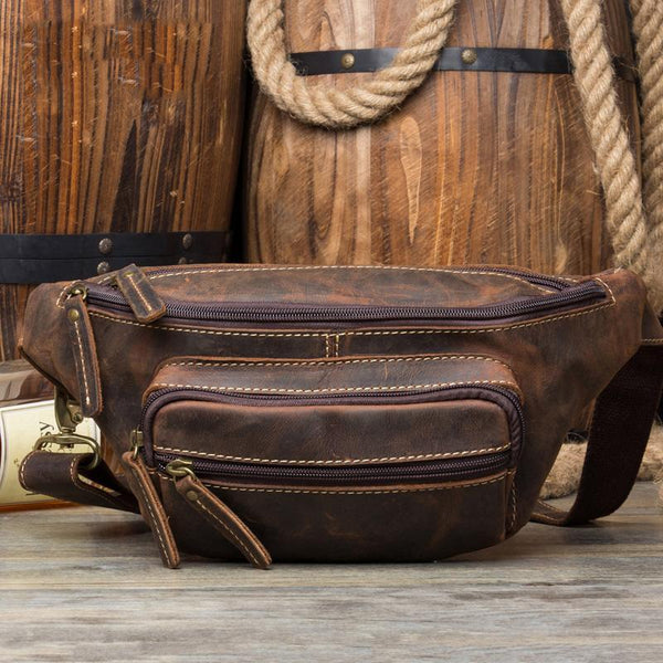 mens leather waist pack