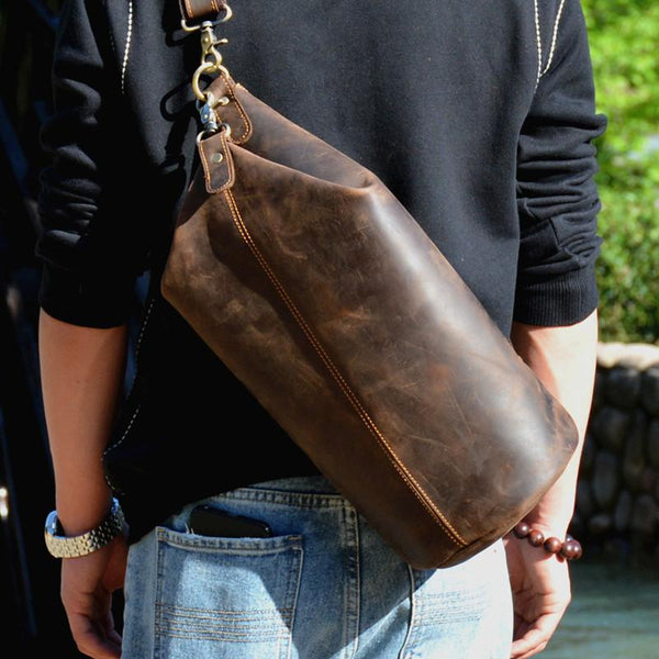 leather chest bag men's
