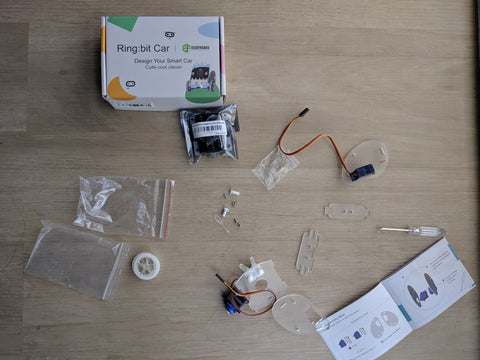 Layout of the components from the microbit Ring Bit Car Kit