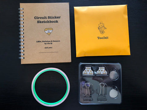 Layout of the contents inside the Chibitronics STEM Starter Kit