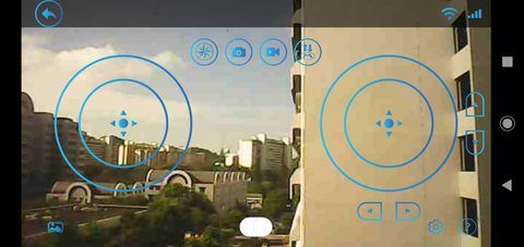 View of control hub on mobile device application for DIY cardboard drone
