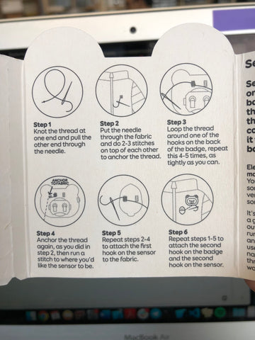six step instructions to sewing bear badge to clothing 
