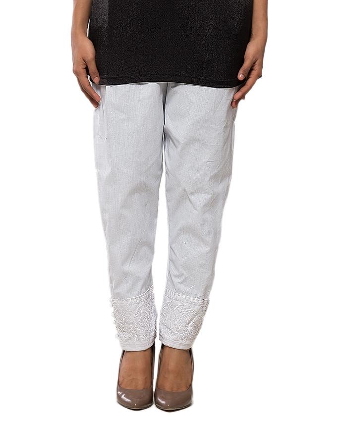 embroidered cigarette trousers