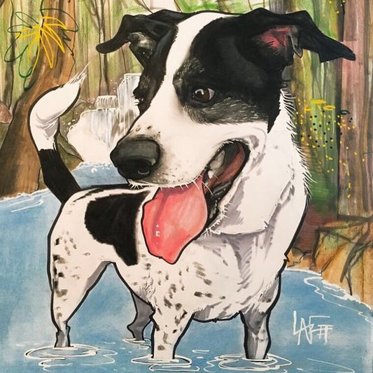canine caricature pet portrait by john lafree