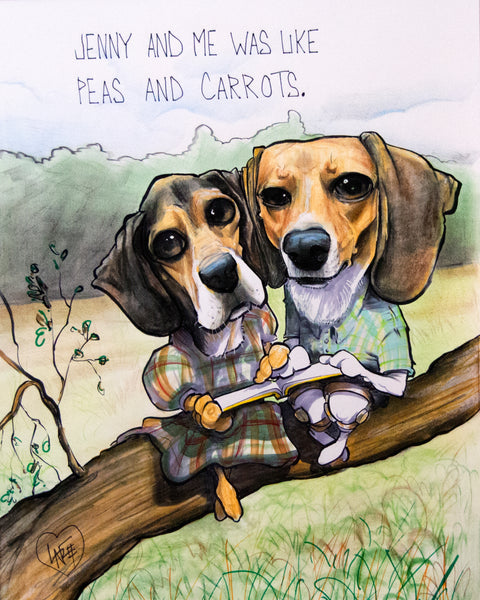 Beagle "Canine Caricature" Pet Portraits by John LaFree