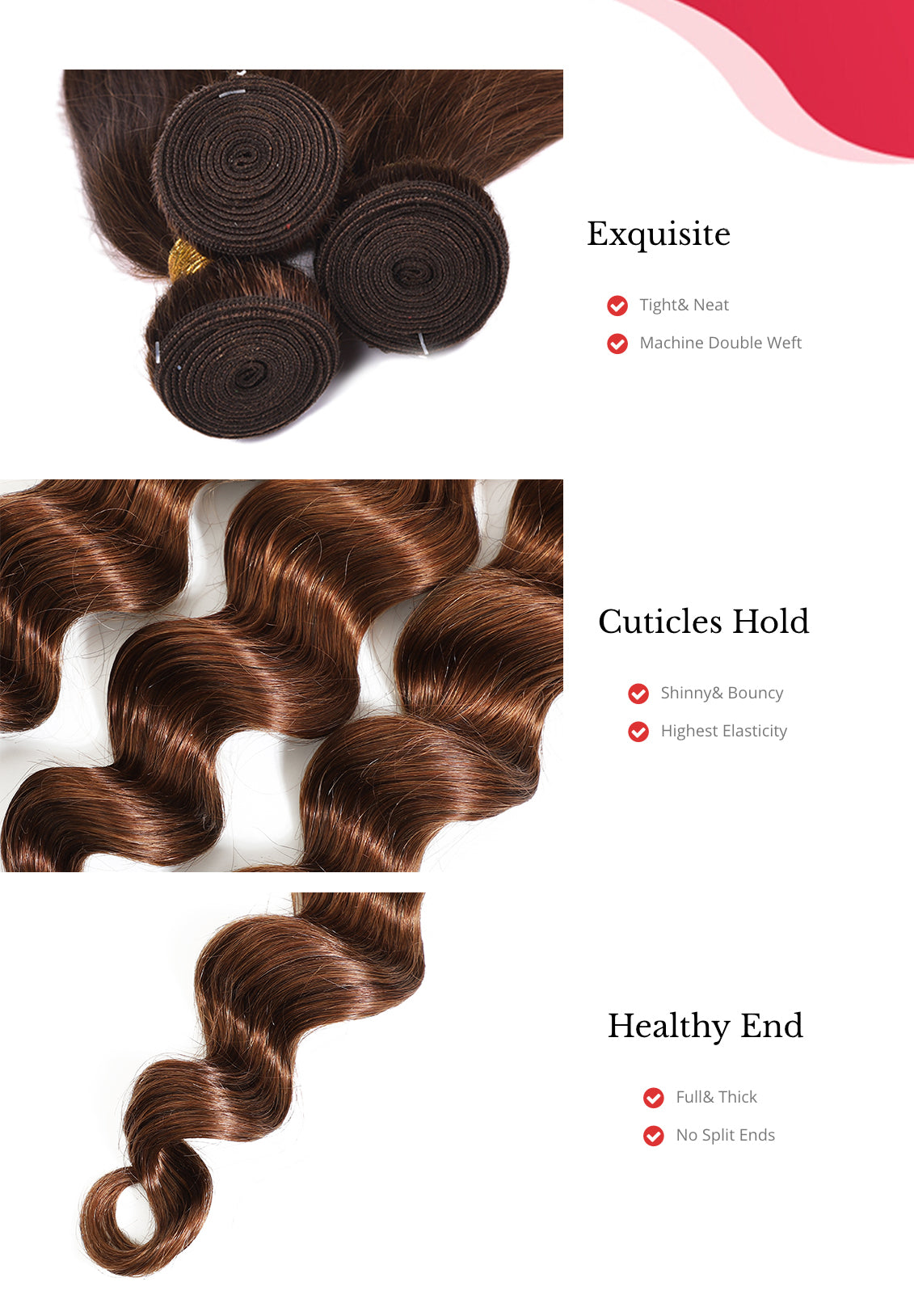 MarchQueen Loose Deep Wave Weave Human Hair Styles 3 Bundles Brazilian Hair 7 Colors On Sale