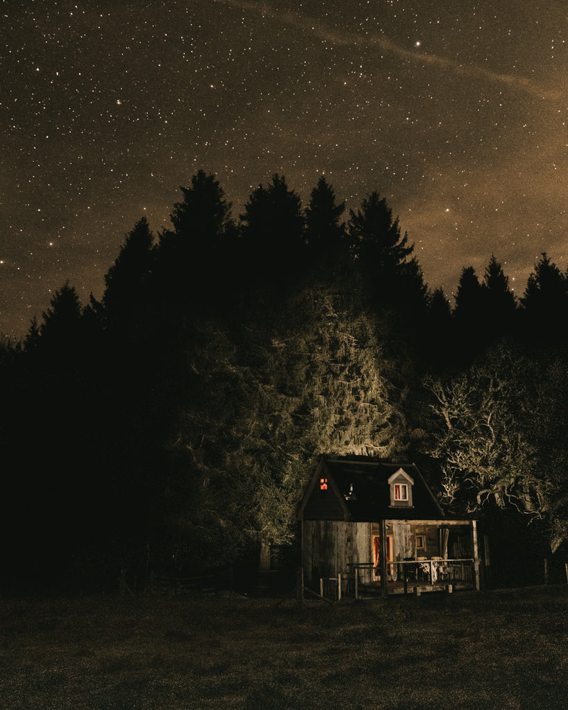 Spectacular Night Sky above cabin in northumberland