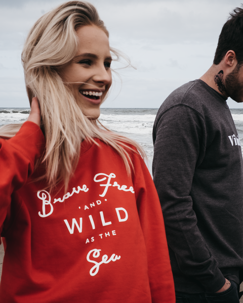 Brave Free & Wild As The Sea Red Sweatshirt by ART DISCO Original Goods