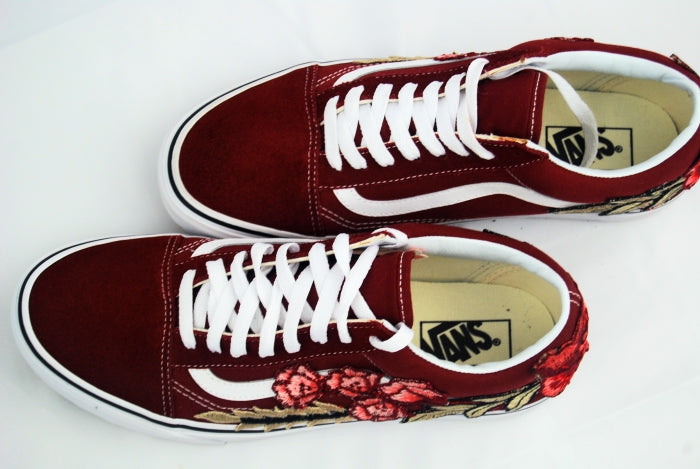 vans embroidered rose shoes