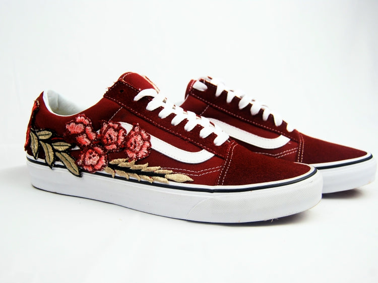 vans shoes with embroidered roses