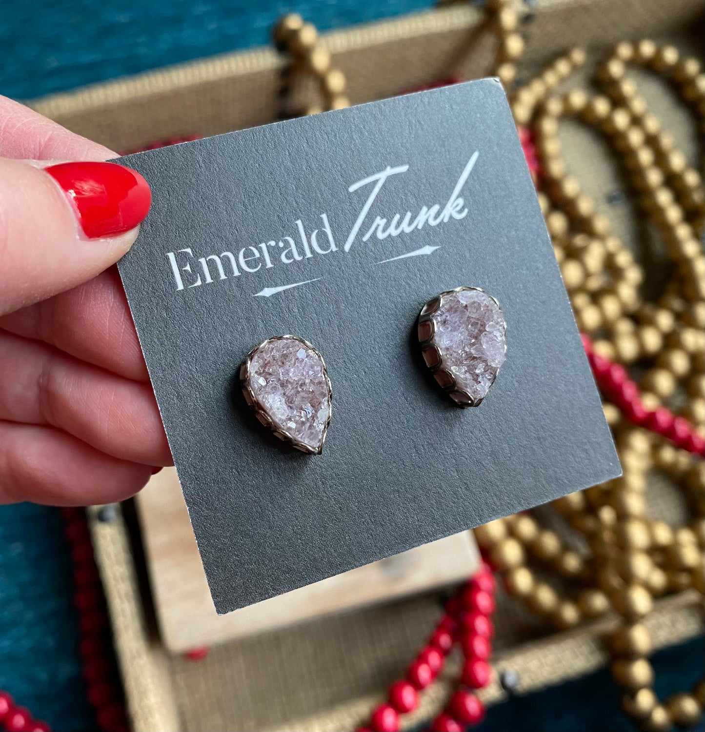 Druzy Inverted Drop Earrings