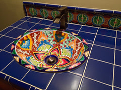 Mexican Tile Bathroom Vanity Blue top