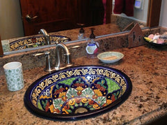 Mexican Tile Bathroom Vanity with Granite