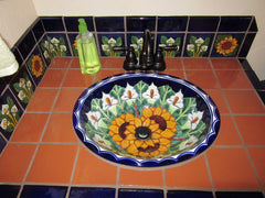 Mexican Tile Bathroom Vanity Sunflower