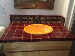 Mexican Tile Bathroom Sink Orange