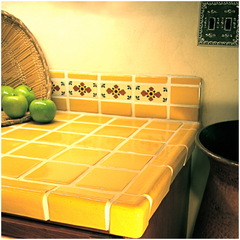 Mexican Tile Bathroom Counter Yellow