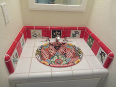 Mexican Tile Bathroom Vanity Red