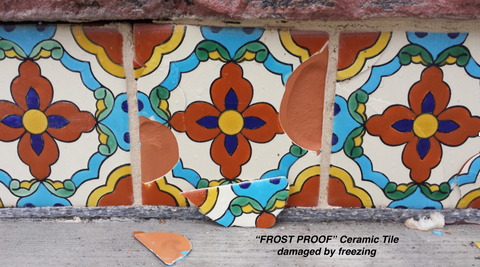 example of cracked tile that is not frost proof