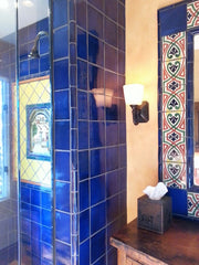 Mexican tile bathroom shower blue