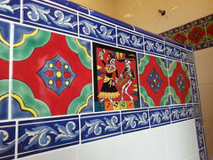 Mexican tile bathroom shower decorative