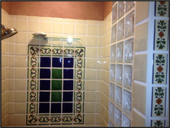 Mexican tile bathroom shower mural