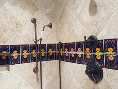 Mexican tile bathroom shower accents